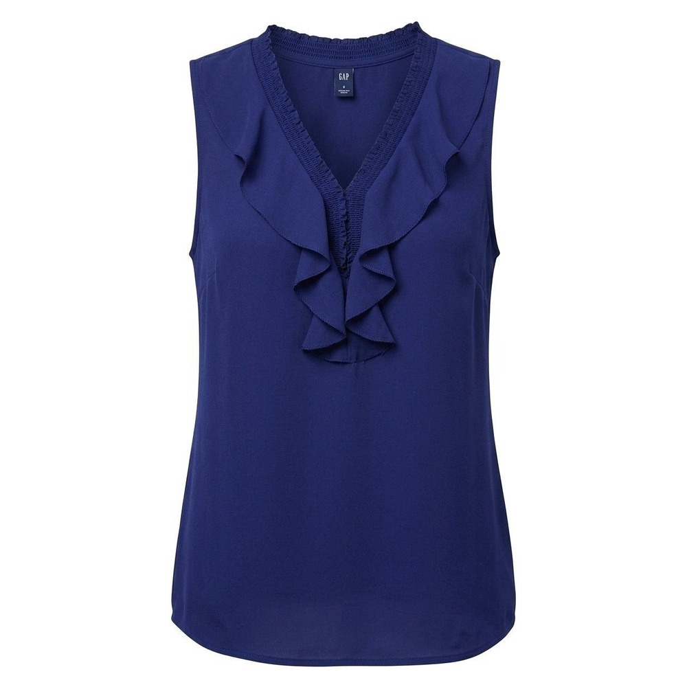 Gap Top Sleeveless Ruffle‎ V-Neck Smocked Purple Polyester Blouse Small
